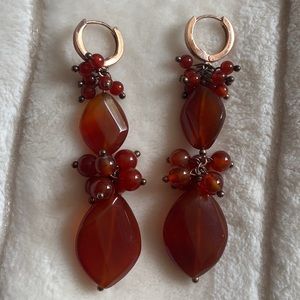 Rose gold over silver natural stone earrings